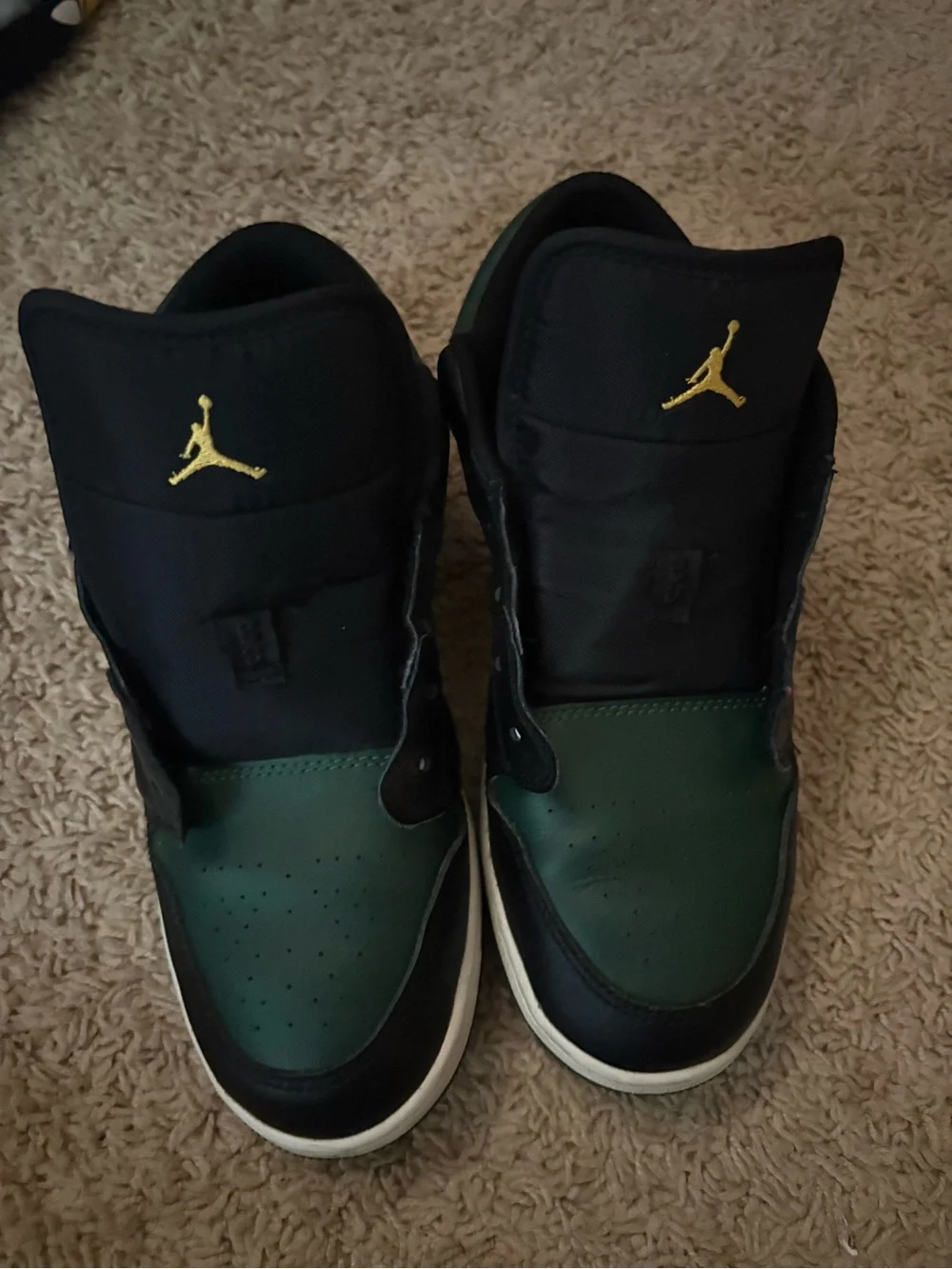 Jordan Men's Black and Green High-Top Sneakers